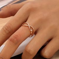 1 Piece Fashion Fish Tail Copper Inlay Artificial Pearls Zircon Open Ring sku image 8