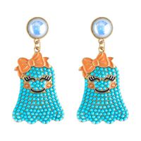 1 Pair Cute Funny Bow Knot Ghost Inlay Alloy Beads Drop Earrings sku image 1