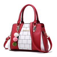 Women's Medium All Seasons Pu Leather Color Block Business Square Zipper Tote Bag main image 3