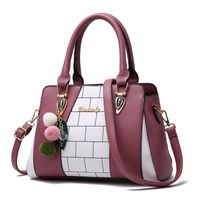 Women's Medium All Seasons Pu Leather Color Block Business Square Zipper Tote Bag main image 4