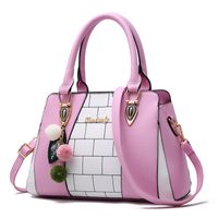 Women's Medium All Seasons Pu Leather Color Block Business Square Zipper Tote Bag sku image 4