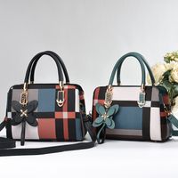 Women's Large All Seasons Pu Leather Color Block Classic Style Square Zipper Tote Bag main image 5
