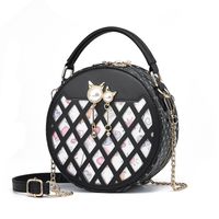 Women's Small All Seasons Pu Leather Color Block Classic Style Round Zipper Shoulder Bag main image 4
