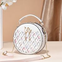 Women's Small All Seasons Pu Leather Color Block Classic Style Round Zipper Shoulder Bag main image 1