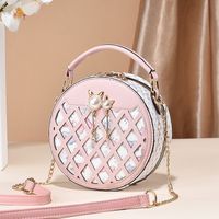 Women's Small All Seasons Pu Leather Color Block Classic Style Round Zipper Shoulder Bag sku image 5