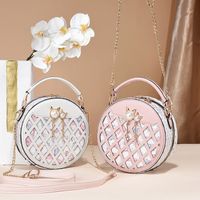 Women's Small All Seasons Pu Leather Color Block Classic Style Round Zipper Shoulder Bag main image 3