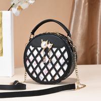 Women's Small All Seasons Pu Leather Color Block Classic Style Round Zipper Shoulder Bag sku image 1
