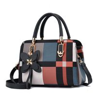 Women's Large All Seasons Pu Leather Color Block Classic Style Square Zipper Tote Bag main image 3