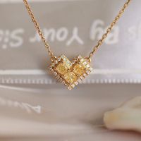 Elegant Lady Heart Shape Sterling Silver Zircon Pendant Necklace In Bulk sku image 1