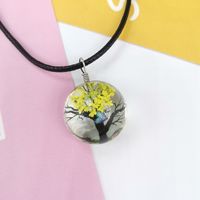 Pastoral Tree Glass Wax Rope Dried Flower Women's Pendant Necklace sku image 2