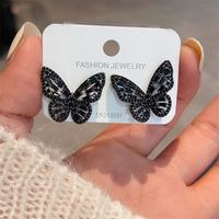 1 Pair Simple Style Butterfly Inlay Copper Zircon Ear Studs sku image 2