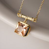 Simple Style Classic Style Square Sterling Silver Zircon Pendant Necklace In Bulk main image 4