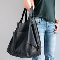 Women's Large Summer Pu Leather Solid Color Vintage Style Square Open Tote Bag main image 3