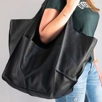 Women's Large Summer Pu Leather Solid Color Vintage Style Square Open Tote Bag main image 2