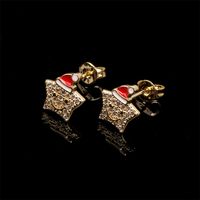 Ig Style Christmas Hat Star Smiley Face Copper 18k Gold Plated Zircon Rings Earrings Necklace In Bulk main image 8