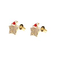 Ig Style Christmas Hat Star Smiley Face Copper 18k Gold Plated Zircon Rings Earrings Necklace In Bulk main image 2