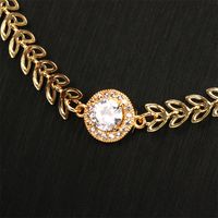 Hip-hop Vintage Style Leaves Copper Plating Hollow Out Inlay Zircon 18k Gold Plated Bracelets Necklace main image 7