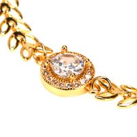 Hip-hop Vintage Style Leaves Copper Plating Hollow Out Inlay Zircon 18k Gold Plated Bracelets Necklace main image 4