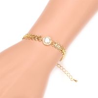 Hip-hop Vintage Style Leaves Copper Plating Hollow Out Inlay Zircon 18k Gold Plated Bracelets Necklace main image 3