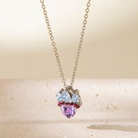 Cute Vacation Heart Shape Alloy Plating Inlay Artificial Gemstones Women's Necklace main image 4
