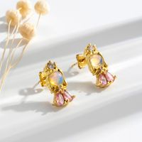 1 Pair Cute Sweet Mermaid Plating Inlay Copper Zircon 18k Gold Plated Ear Studs main image 2