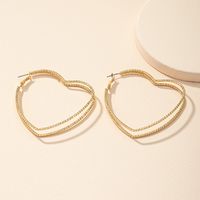 1 Pair Elegant Lady Heart Shape Plating Hollow Out Alloy 14k Gold Plated Earrings main image 3