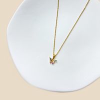 Simple Style Roman Style Letter Fruit Stainless Steel Copper Plating Inlay Zircon White Gold Plated Gold Plated Pendant Necklace sku image 8