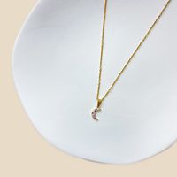 Simple Style Roman Style Letter Fruit Stainless Steel Copper Plating Inlay Zircon White Gold Plated Gold Plated Pendant Necklace sku image 6