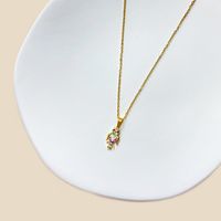 Simple Style Roman Style Letter Fruit Stainless Steel Copper Plating Inlay Zircon White Gold Plated Gold Plated Pendant Necklace sku image 11
