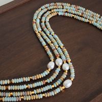 Baroque Style Round Beaded Natural Stone Freshwater Pearl Beaded 18k Gold Plated Necklace main image 3