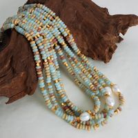 Baroque Style Round Beaded Natural Stone Freshwater Pearl Beaded 18k Gold Plated Necklace main image 1