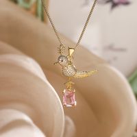 Simple Style Commute Bird Copper Plating Inlay Zircon 18k Gold Plated Pendant Necklace main image 3