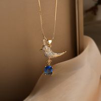 Simple Style Commute Bird Copper Plating Inlay Zircon 18k Gold Plated Pendant Necklace main image 4