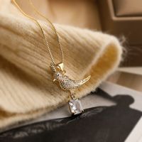 Simple Style Commute Bird Copper Plating Inlay Zircon 18k Gold Plated Pendant Necklace sku image 1