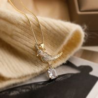 Simple Style Commute Bird Copper Plating Inlay Zircon 18k Gold Plated Pendant Necklace main image 2