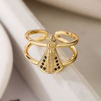 Simple Style Commute Human Copper Plating Inlay Zircon 18k Gold Plated Open Rings sku image 1