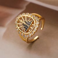 Simple Style Commute Human Copper Plating Inlay Zircon 18k Gold Plated Open Rings sku image 2