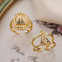 Simple Style Commute Human Copper Plating Inlay Zircon 18k Gold Plated Open Rings main image 1