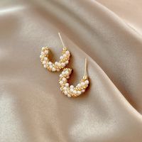 1 Pair Simple Style Color Block Inlay Alloy Pearl Ear Studs main image 2