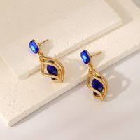 1 Pair Basic Square Inlay Alloy Zircon Drop Earrings main image 2