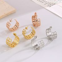 1 Pair Bridal Shiny C Shape Plating Stainless Steel 18K Gold Plated Ear Studs main image 7