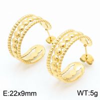 1 Pair Bridal Shiny C Shape Plating Stainless Steel 18K Gold Plated Ear Studs sku image 7