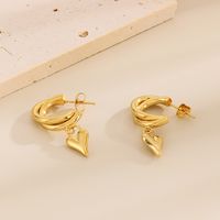 1 Pair Bridal Shiny Heart Shape Plating Stainless Steel 18K Gold Plated Drop Earrings Ear Studs main image 4