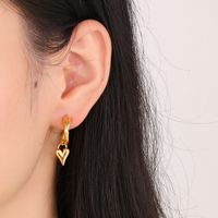 1 Pair Bridal Shiny Heart Shape Plating Stainless Steel 18K Gold Plated Drop Earrings Ear Studs main image 7