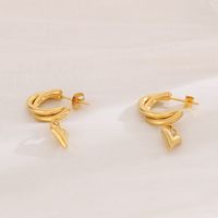 1 Pair Bridal Shiny Heart Shape Plating Stainless Steel 18K Gold Plated Drop Earrings Ear Studs main image 5