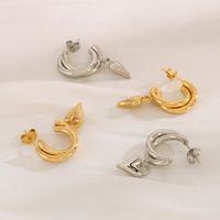 1 Pair Bridal Shiny Heart Shape Plating Stainless Steel 18K Gold Plated Drop Earrings Ear Studs main image 3