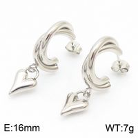 1 Pair Bridal Shiny Heart Shape Plating Stainless Steel 18K Gold Plated Drop Earrings Ear Studs sku image 3