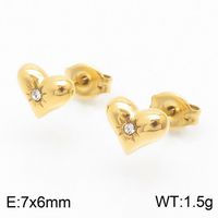 1 Pair Bridal Shiny Heart Shape Plating Stainless Steel 18K Gold Plated Drop Earrings Ear Studs sku image 6