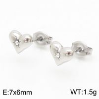 1 Pair Bridal Shiny Heart Shape Plating Stainless Steel 18K Gold Plated Drop Earrings Ear Studs sku image 5