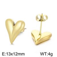 1 Pair Bridal Shiny Heart Shape Plating Stainless Steel 18K Gold Plated Drop Earrings Ear Studs sku image 2